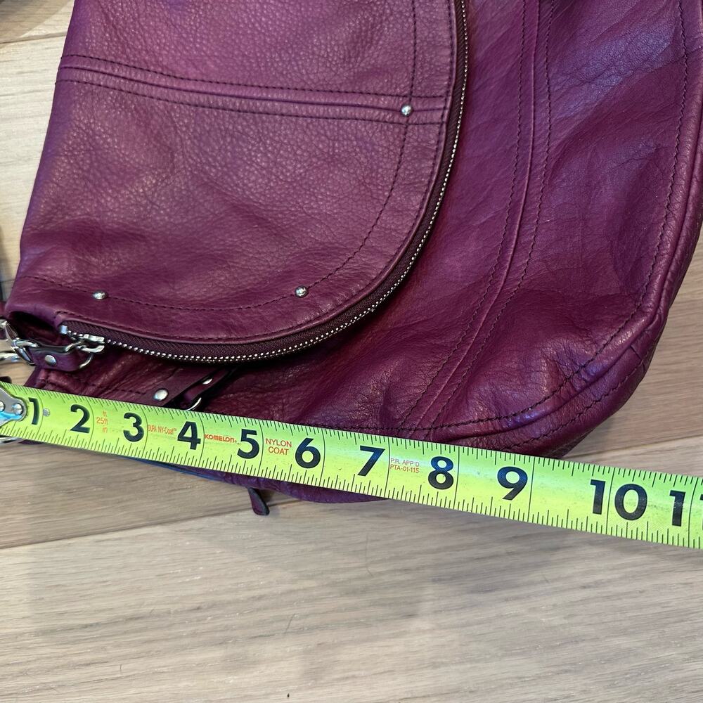 B Makowsky Purple Leather Hobo Style Convertible Satchel Purse - Picture 9 of 11
